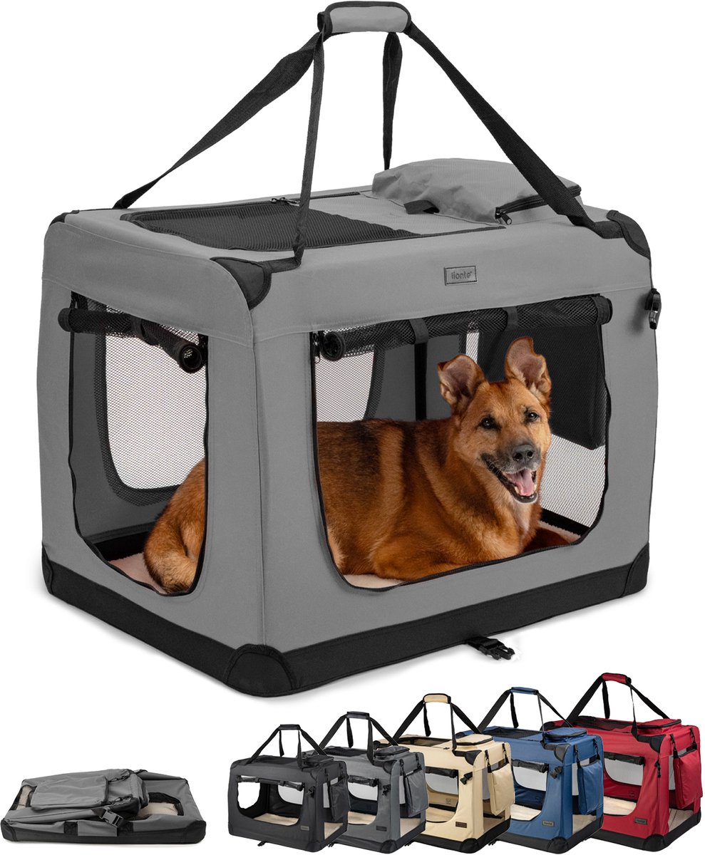 lionto transportbox, opvouwbaar, stevig & met kussen, 82x58x58 cm grijs
