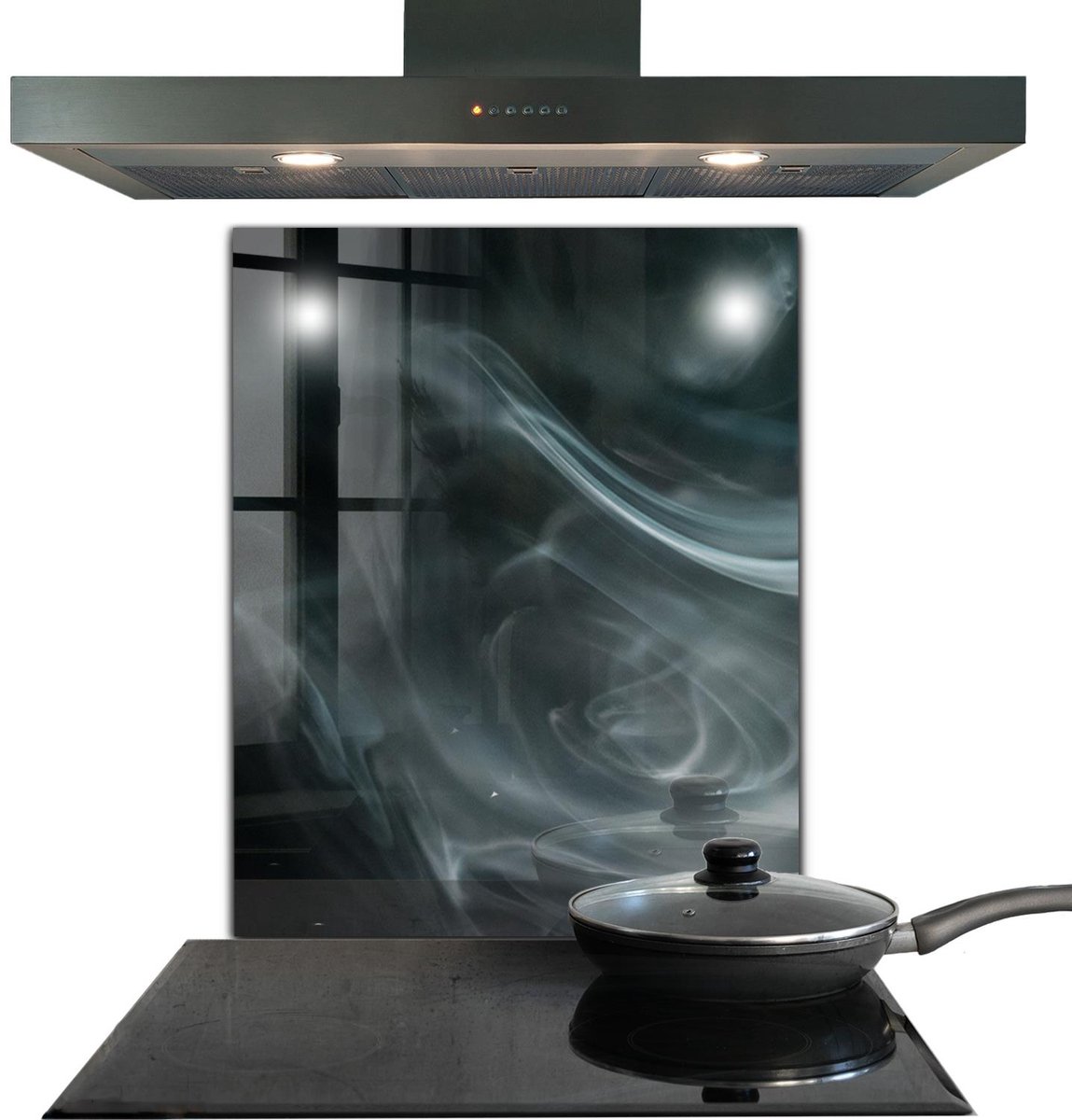 Tulup Achterwand Keuken - Rookbeweging Energie Moderne Keuken Achterwand - 60 x 80 cm - Zwart Glazen Achterwand Keuken - Texturen en Patronen Spatplaat Keuken Glas - Kookplaatachterwanden - Kookplaat achterwand