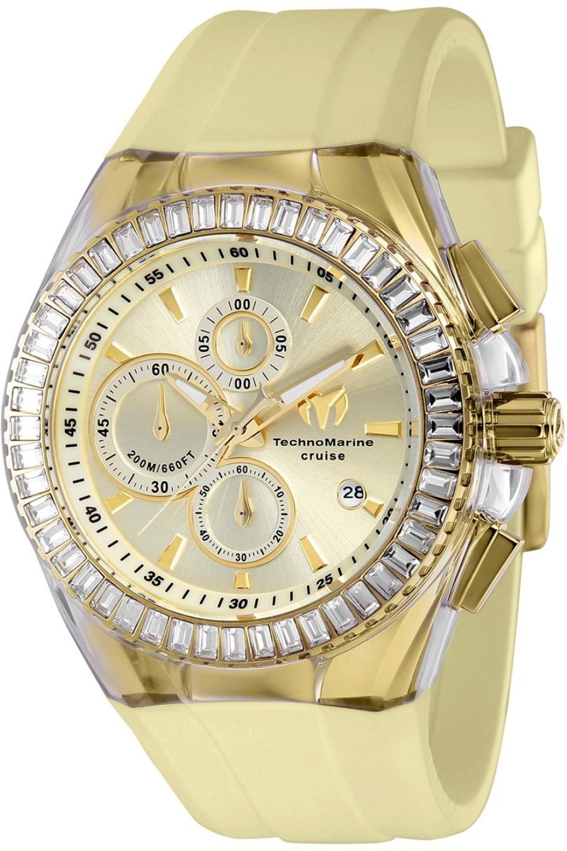 TechnoMarine Cruise TM-121159 Heren Horloge - Waterdicht - Analoog - Quartz Uurwerk - Roestvrij Staal met gouden Wijzerplaat - 45mm