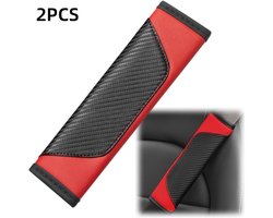 2 stuks-Gordelbeschermer - Schouderkussen voor de auto - Schouderbescherming - Autoaccessoire - Geschikt voor de meeste auto's - Rood - 23*6 cm