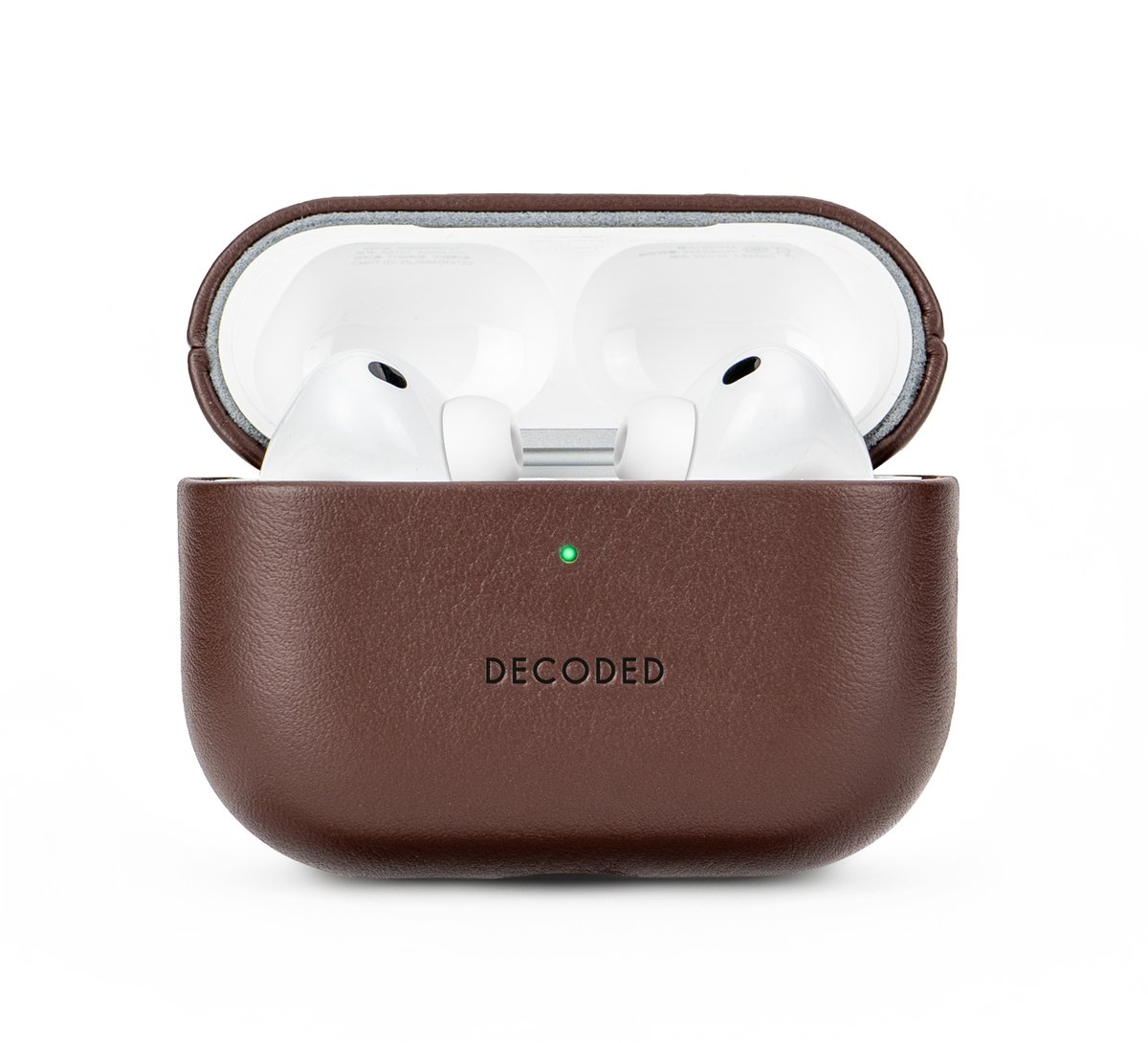 DECODED Leren Hoesje voor AirPods Pro 3 - Airpods Pro 3 Case - Premium ECCO-leer - Geschikt voor Magsafe - Draadloos Oplaadbaar - Indicatie Lampje - Krasbestendig - Bruin