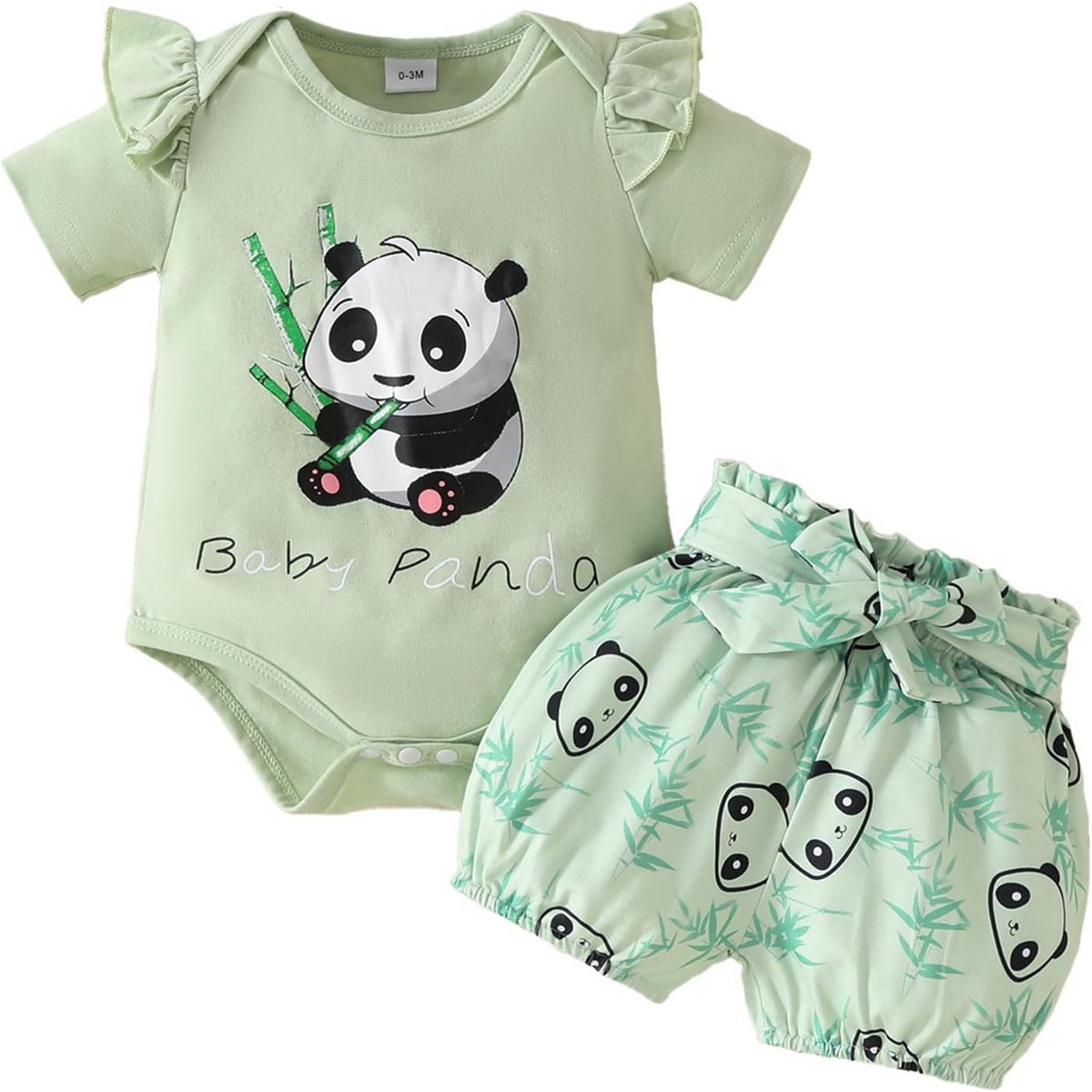 Zomerset voor pasgeborenen - 3-delig met dierenprint, body, shorts en hoofdband
