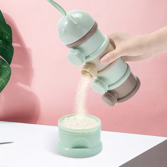 2 stuks Melkpoeder toren - Baby melkpoeder doseerdoosjes - Bewaarbakjes babyvoeding - 4 laags - Melkpoeder doseerdoosjes - Melkpoeder bewaarbakjes - Melk poeder Dispenser - Melkpoeder Reisbox - Babyvoeding bewaarbox - BPA vrij - Roze & Mintgroen van Navulling. — afbeelding 4