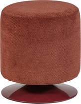 WOOOD Islen Poef Met Draaivoet - Bouclé - Bordeauxrood - 47x39x39