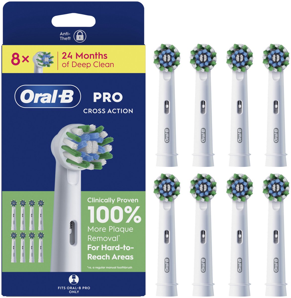 Oral-B Pro Cross Action Opzetborstels - Wit - 8 Stuks