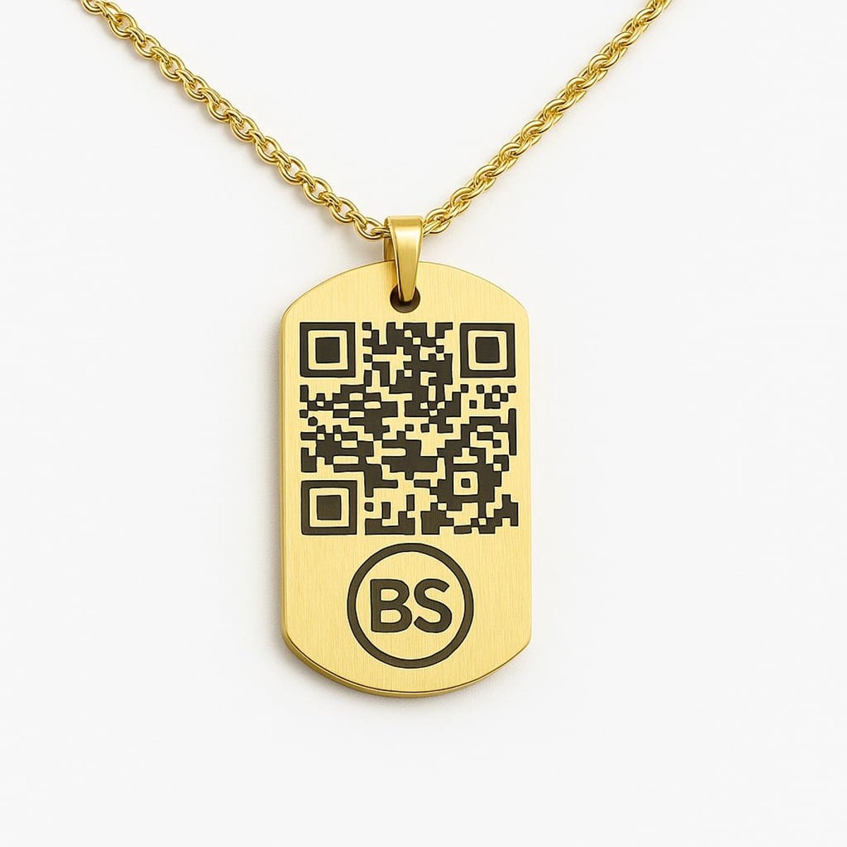 Medische QR Ketting - Goud - Voor Gezondheidsinformatie - Niet Reanimeren - BeSafeCharm 1 jaar.