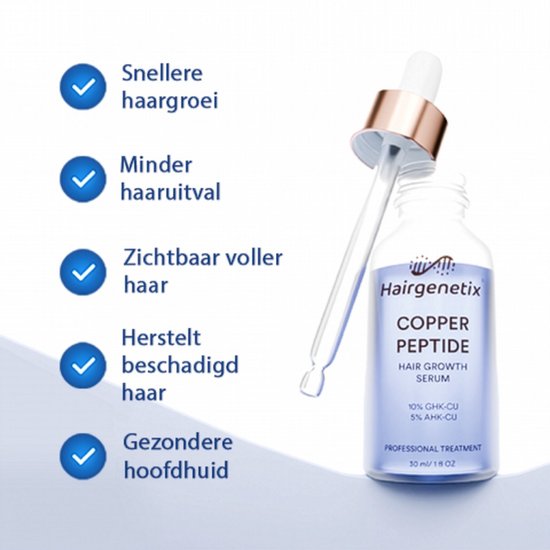 Copper Peptide (GHK-Cu & AHK-Cu) - Haargroeiserum - 30ml - Hairgenetix | bol