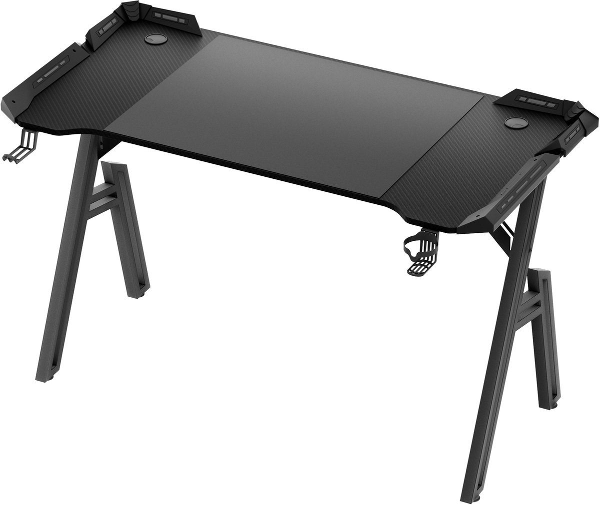 Aufun gamingbureau – 120x60x74 cm – staand bureau – A-frame pc-bureau – voor thuis en kantoor – zwarte koolstofvezel