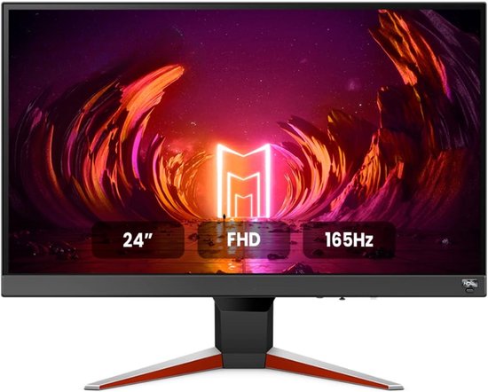 SNJY® Gaming Monitor - Monitor Gaming - Monitor met Ingebouwde Speakers - 24 Inch - HDRi-Technologie - 1080p - 165Hz - 1ms - Zwart