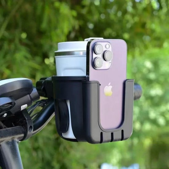 1 stuk - Bidonhouder - Universele bidonhouder - Telefoonhouder - Bidonhouder voor de fiets - Bidonhouder voor de kinderwagen - Drankhouder - Zwart — afbeelding 2