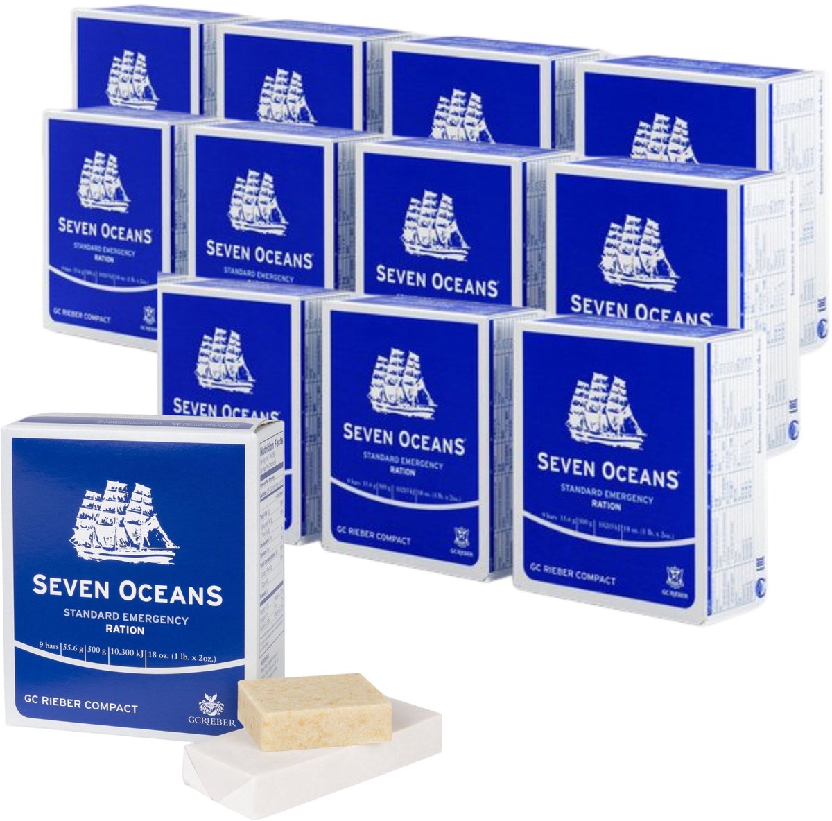 Seven Oceans Noodrantsoen 12 x 500gr - 500 gr verdeeld in 9 repen - 2440 kcal per verpakking - vitamine C, B1, B6 - Noodpakket - Overlevingspakket