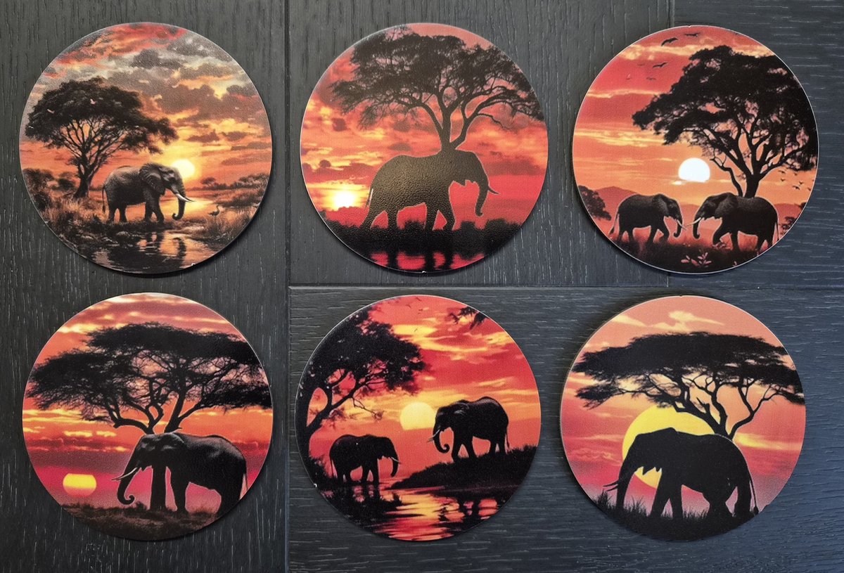 Onderzetters - 6 stuks - Afrikaanse savanne - hout