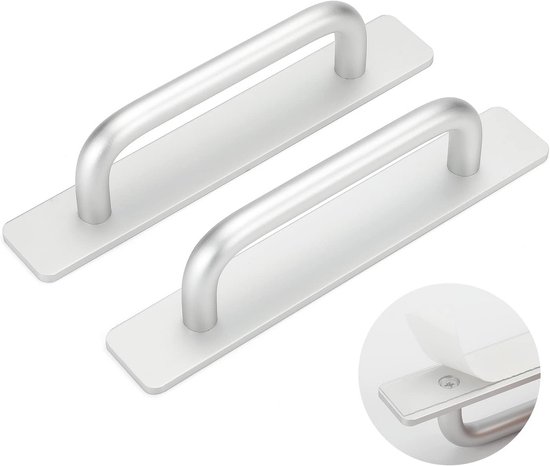 6 STUKS Zelfklevende meubelgrepen Zelfklevende handgreep voor schuifdeur Zelfklevende schuifdeurgrepen Zelfklevende handgrepen in ABS-kunststof voor deuren en ramen Kasten Laden (wit grijs zwart