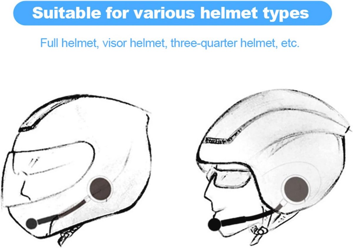 Ultradunne Bluetooth Headset voor Motorhelmen - Handsfree Bellen en USB Opladen thumbnail 2