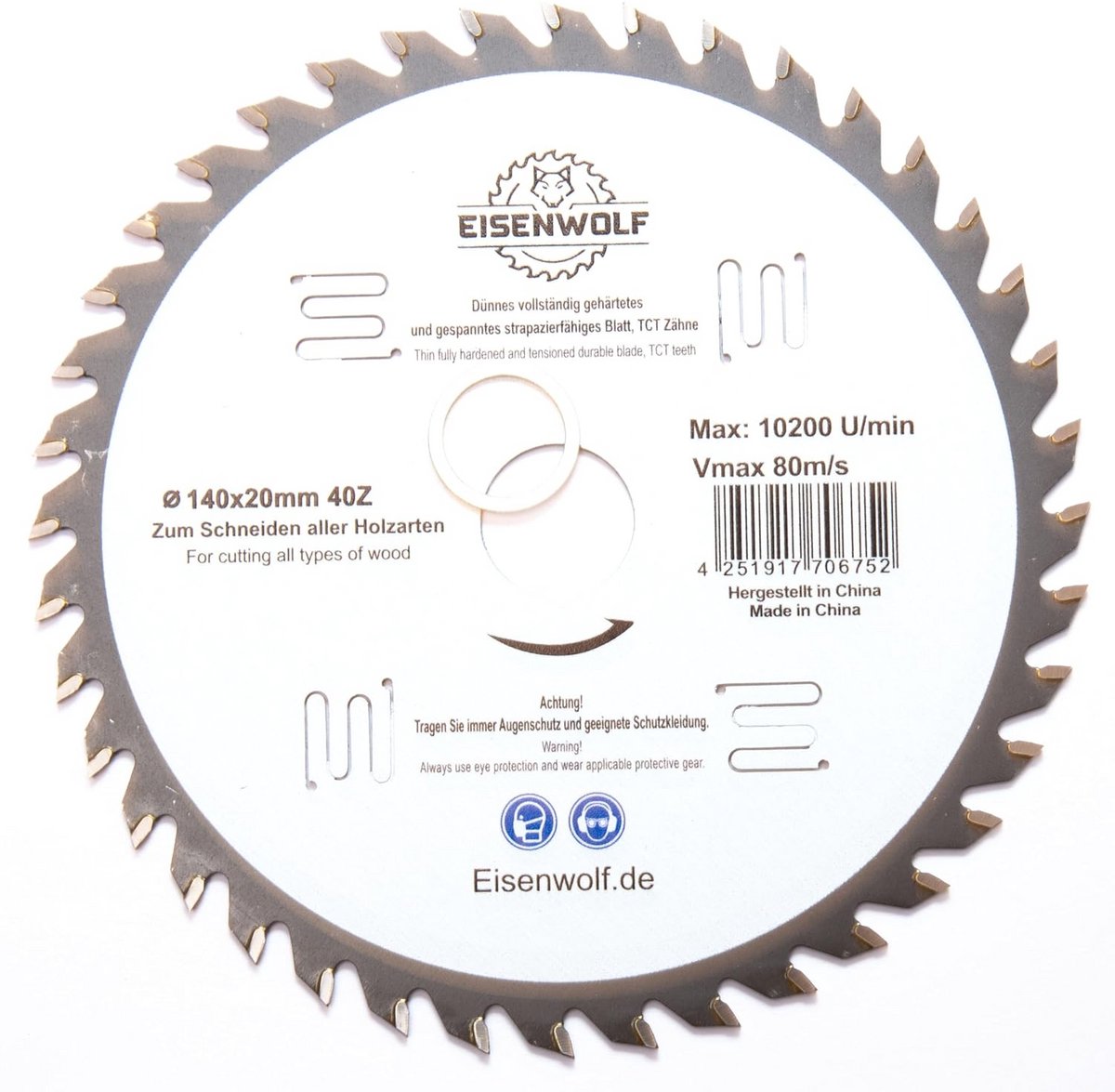 Cirkelzaagblad 140 x 20 mm met 40 TCT-tanden voor houtbewerking