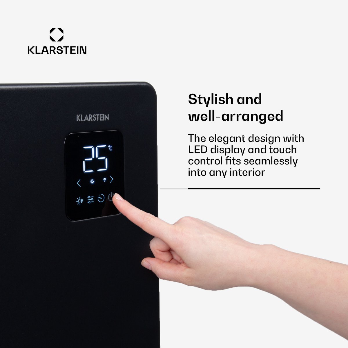 Klarstein elektrische kachel, convectiekachel, vrijstaand of wandmodel, energiebesparende elektrische kachel, app-gestuurd, stille elektrische kachel, vrijstaande elektrische radiator met thermostaat, 1500 W – foto 8