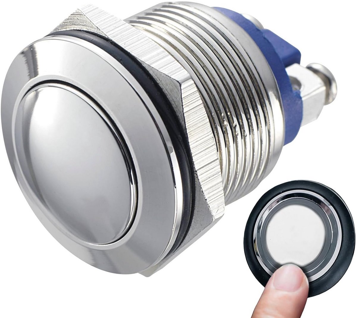 Momentane drukknopen - Belknop startknop - Elektrische besturing - IP67 waterdicht roestvrij staal - 16 mm - Zilverkleurig
