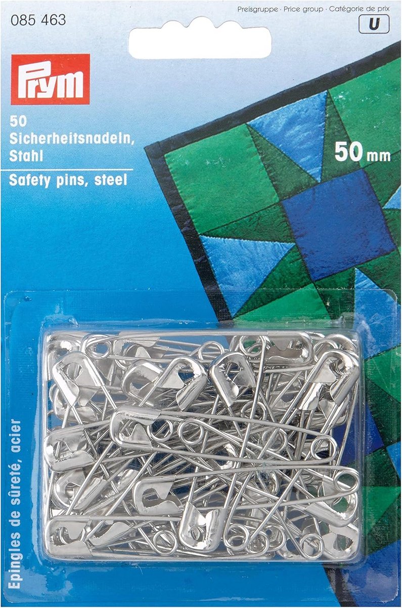 Veiligheidsspelden 50 mm - 50 stuks, zilverkleurig staal