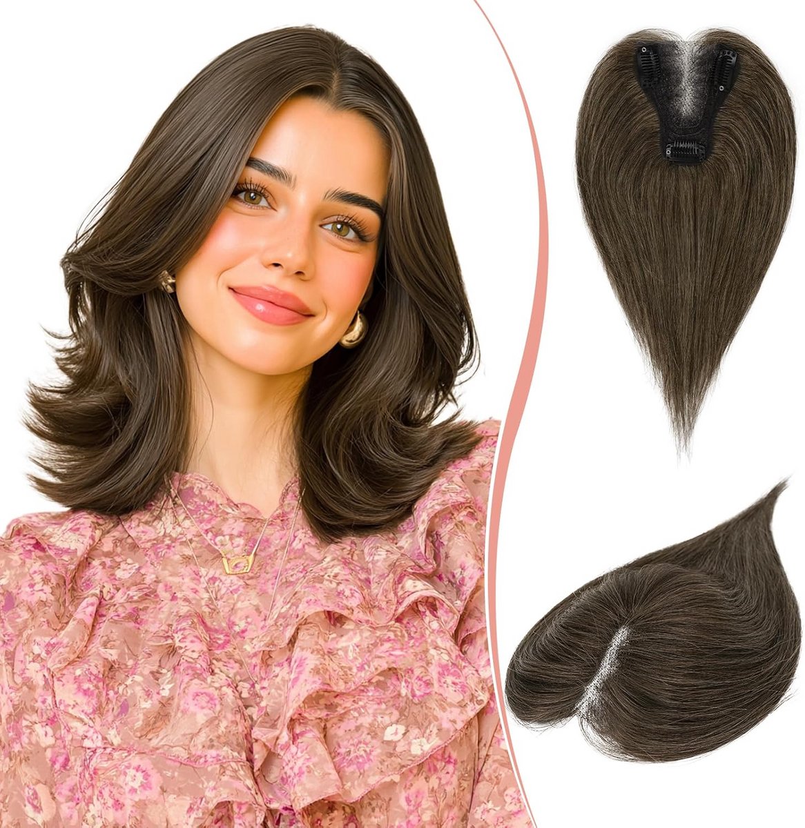 Echte Haar Topper voor Vrouwen Lichtbruin – Direct Volume bij Dunne Haardos