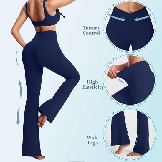 Vrouwelijke Flared Yoga Broek met Hoge Taille en Bootcut van Merkloos — afbeelding 2