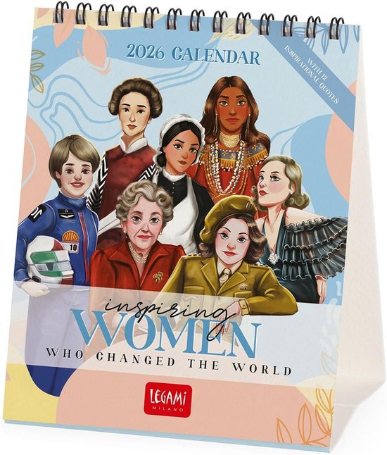 Legami - Table Calendar 2026, Travel The World, Desk Calendar, 12