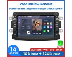 Awesafe 7 inch IPS Autoradio - Geschikt Voor Dacia & Renault - Duster Sandero Lodgy Dokker Logan Captur Symbol - Draadloos Apple CarPlay & Android Auto - 1GB +32GB - GPS Navigatie Bluetooth WIFI - Radio Scherm - 2013 2014 2015 2016