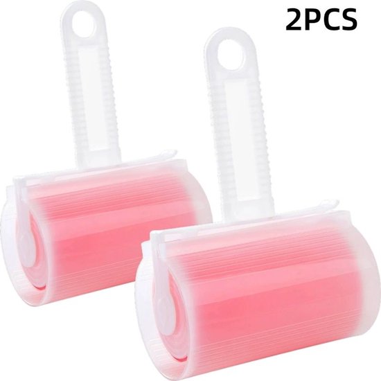 2 stuks-Pluisroller - pluizenverwijderaar - pluizenverwijderaar - wasbaar - herbruikbaar - geschikt voor het verwijderen van haar en stof van banken, lakens en kleding - roze - 10*5,7*17 cm