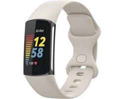 Siliconen bandje - Geschikt voor Fitbit Charge 5/ Charge 6 - Beige