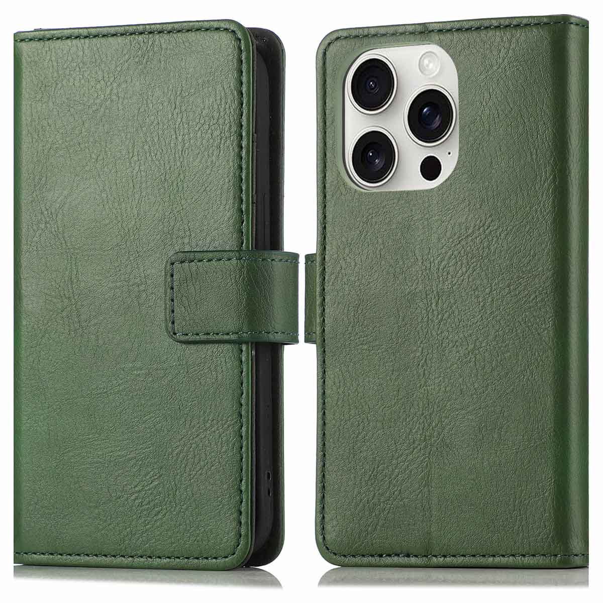 imoshion Hoesje - Geschikt voor Apple iPhone 16 Pro - Luxe Bookcase - Groen