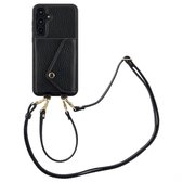 Étui Selencia pour Samsung Galaxy A55 Étui avec porte-cartes - Étui Selencia Sera Cord avec porte-cartes Enveloppe - Zwart