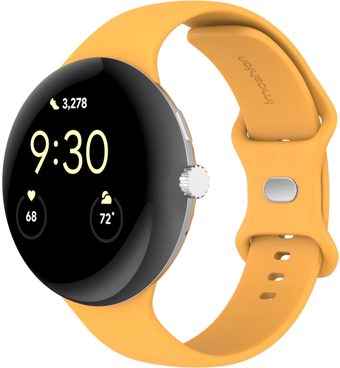Siliconen⁺ bandje - Geschikt voor Google Pixel Watch 3 / 4 (45 mm) - Maat L - Geel