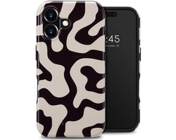 Selencia Hoesje - Geschikt voor Apple iPhone 16 - Backcover geschikt voor MagSafe - Art Wave Black