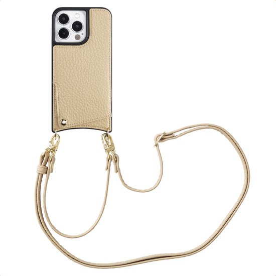 Coque Selencia - Adaptée à iPhone 13 Pro - Nova Back Cover avec cordon et porte-cartes - Beige