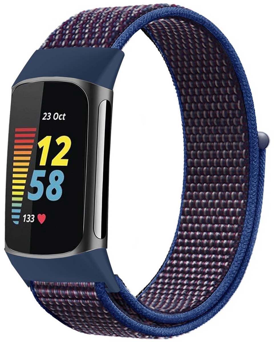 Nylon bandje - Geschikt voor Fitbit Charge 5 - Blauw