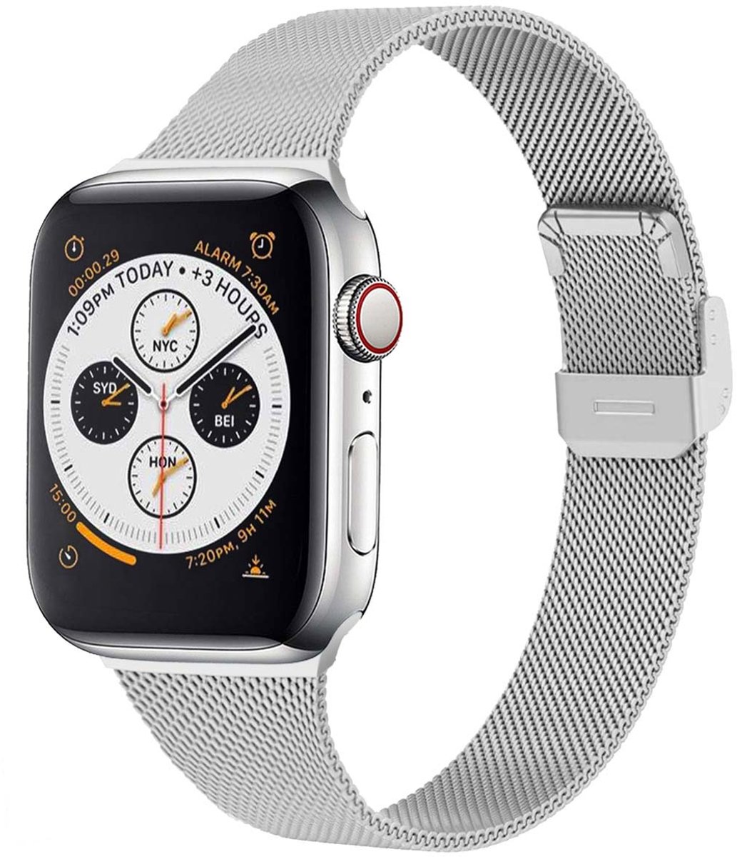 iMoshion Bandje Geschikt voor Apple Watch Bandje Series 1 / 2 / 3 / 4 / 5 / 6 / 7 / 8 / 9 / SE - 38 / 40 / 41 mm - iMoshion Milanees vouwband - Zilver