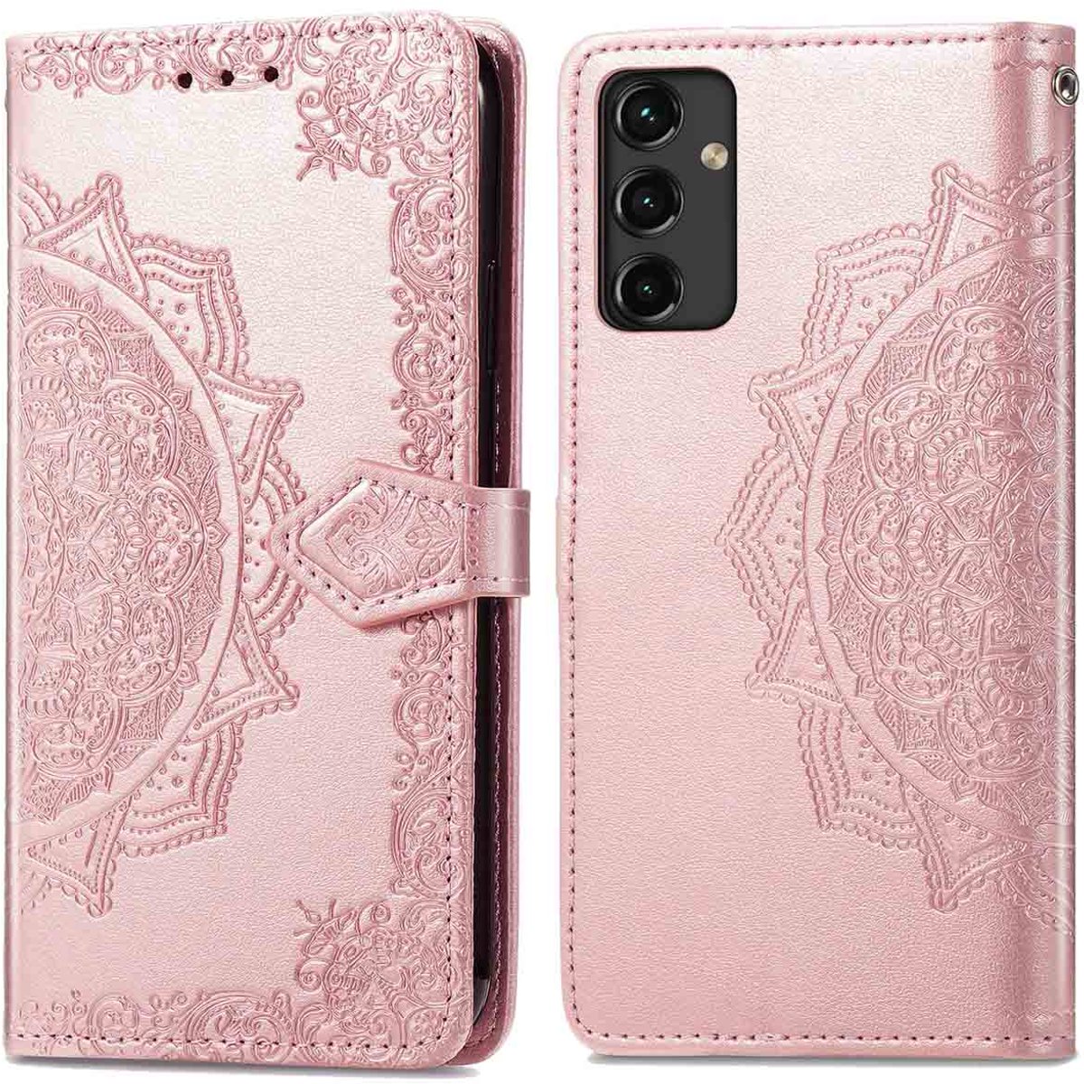 imoshion Hoesje - Geschikt voor Samsung Galaxy A14 (5G) / A14 (4G) - Mandala Bookcase - Rosé Goud