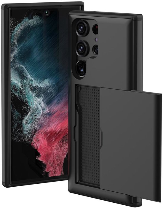 Coque Samsung Galaxy S22 Ultra - Espace pour 2 cartes - Coque de téléphone iMoshion avec porte-cartes - Zwart