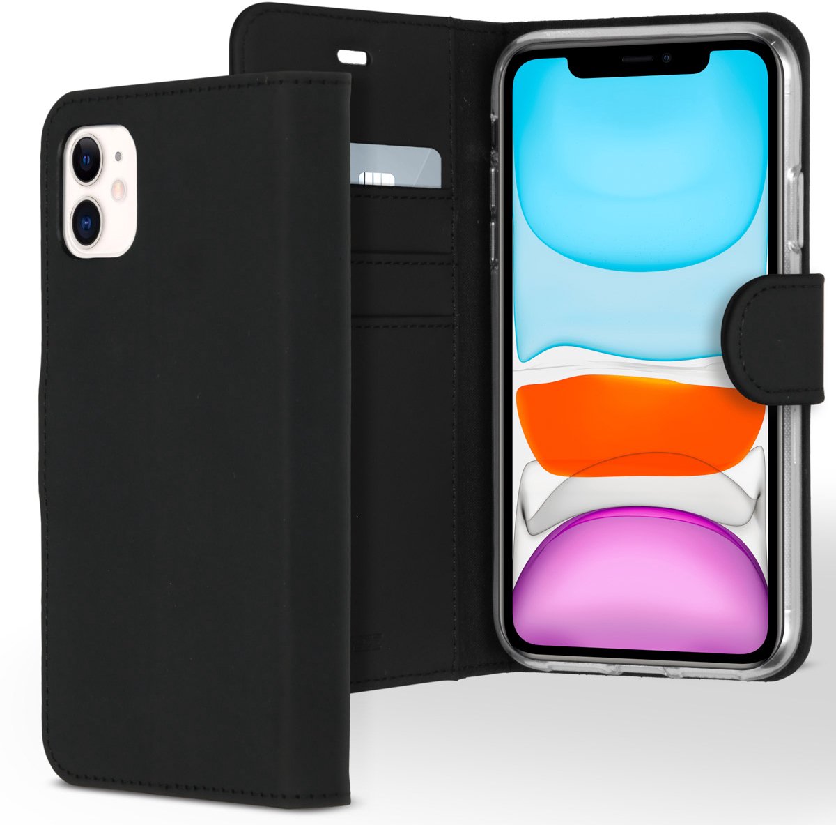 Accezz Hoesje - Geschikt voor Apple iPhone 11 - Wallet Softcase Bookcase - Zwart