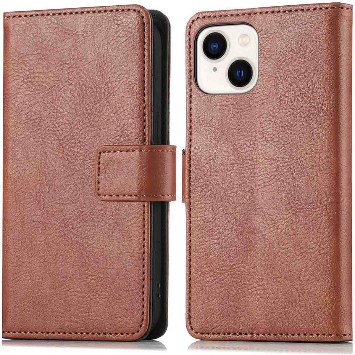 imoshion Hoesje - Geschikt voor Apple iPhone 14 / 13 - Luxe Bookcase - Bruin