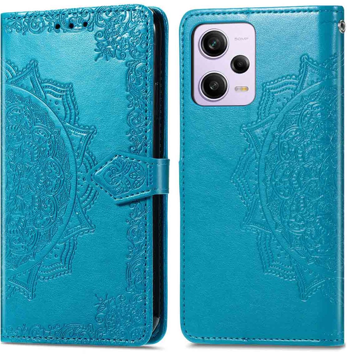 imoshion Hoesje - Geschikt voor Xiaomi Redmi Note 12 Pro Plus - Mandala Bookcase - Turquoise