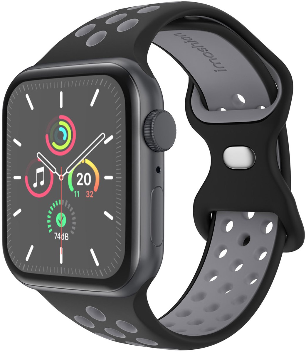 iMoshion Sport⁺ bandje geschikt geschikt voor Apple Watch Series 1 / 2 / 3 / 4 / 5 / 6 / 7 / 8 / 9 / SE / Ultra (2) - 42 / 44 / 45 / 49 mm - Maat M/L - Zwart