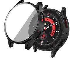 Screen protector - Geschikt voor Samsung Galaxy Watch 4 - 40 mm - Full Cover Hard Case / Beschermend Hoesje - Zwart