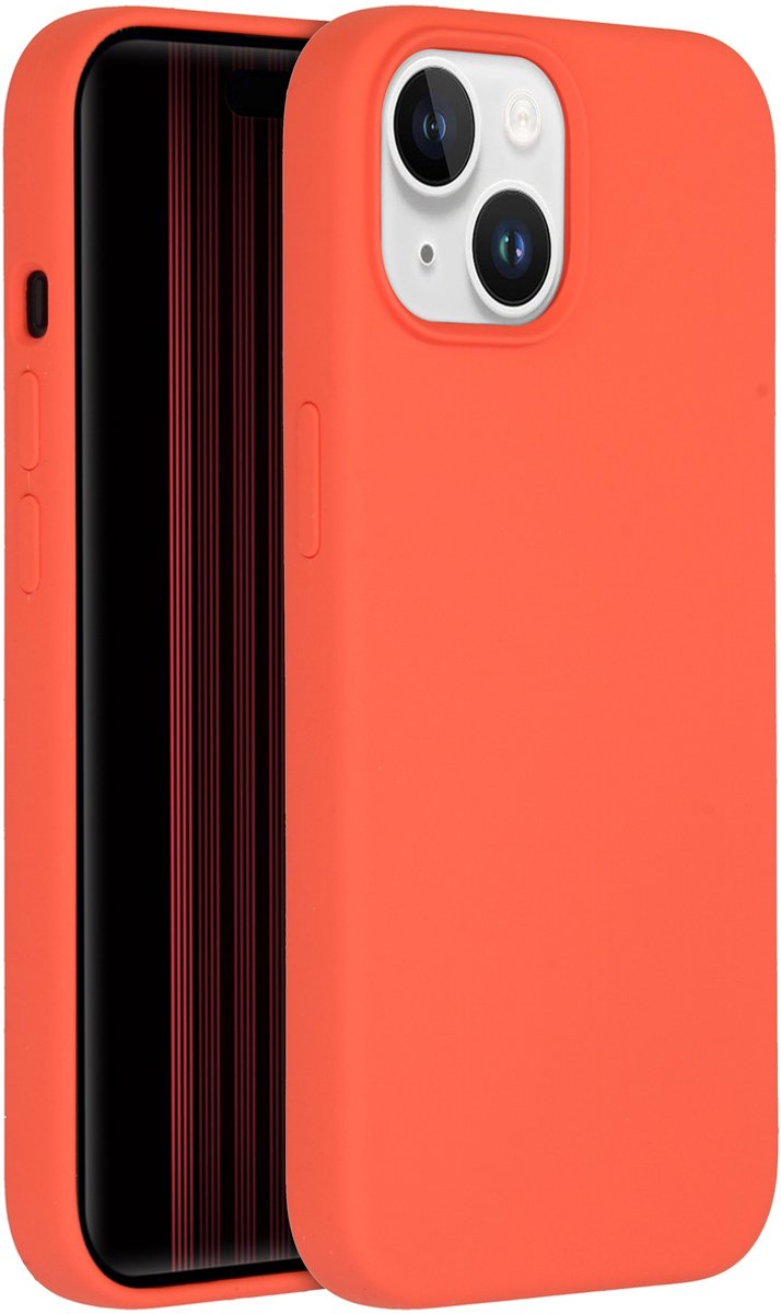 Accezz Hoesje Geschikt voor iPhone 15 Hoesje Siliconen - Accezz Liquid Silicone Backcover Geschikt voor MagSafe - oranje