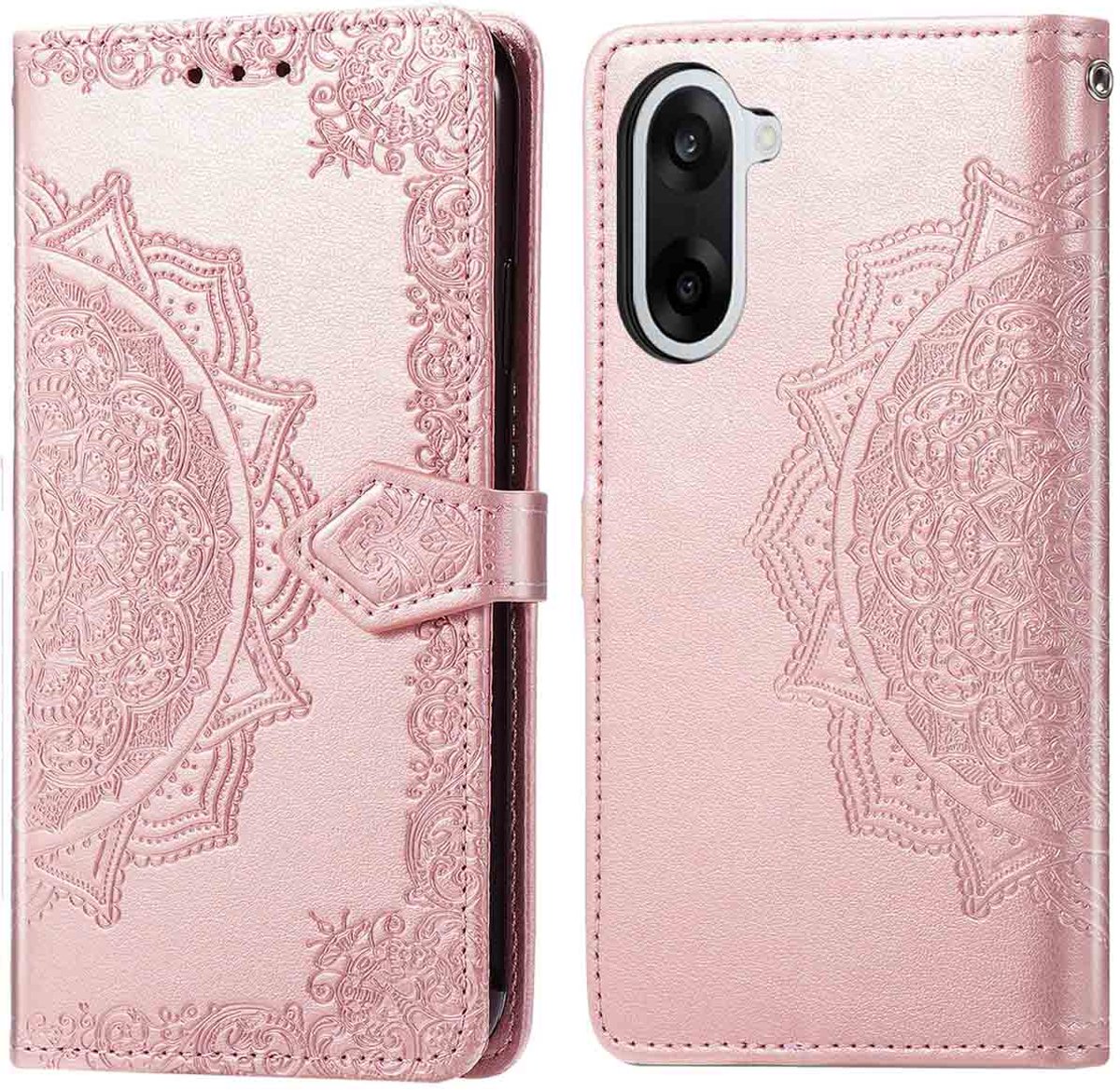 imoshion Hoesje - Geschikt voor OnePlus Nord CE5 - Mandala Bookcase - Rosé Goud