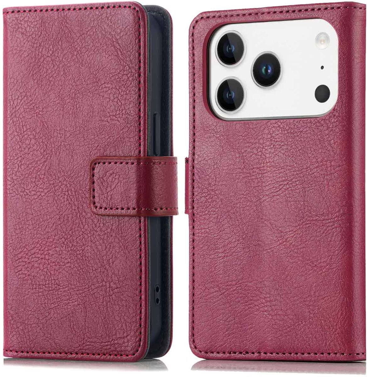 imoshion Hoesje - Geschikt voor Apple iPhone 17 Pro - Luxe Bookcase - Bordeaux