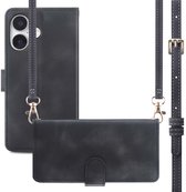 imoshion Hoesje - Geschikt voor Apple iPhone 16 - Bookcase met koord - Zwart