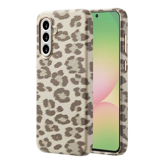 Coque Selencia pour Samsung Galaxy A56 (5G) - Coque arrière Sabi à imprimé léopard compatible MagSafe - Ivoire doux