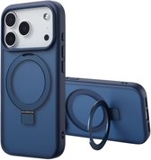 Accezz Hoesje - Geschikt voor Apple iPhone 17 Pro Max - Ring Stand Backcover geschikt voor MagSafe - Blauw