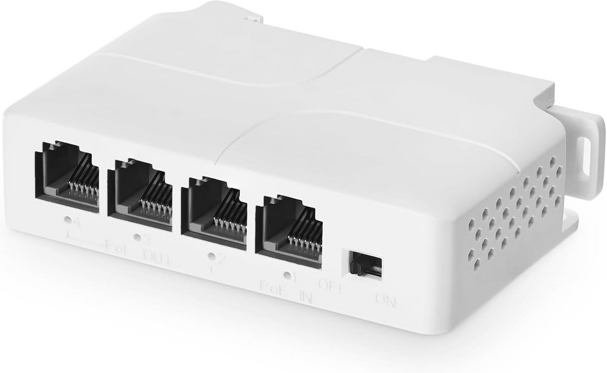 PoE Extender 4-poorts - 1 PoE In, 3 PoE Out voor Krachtige Netwerkverbindingen