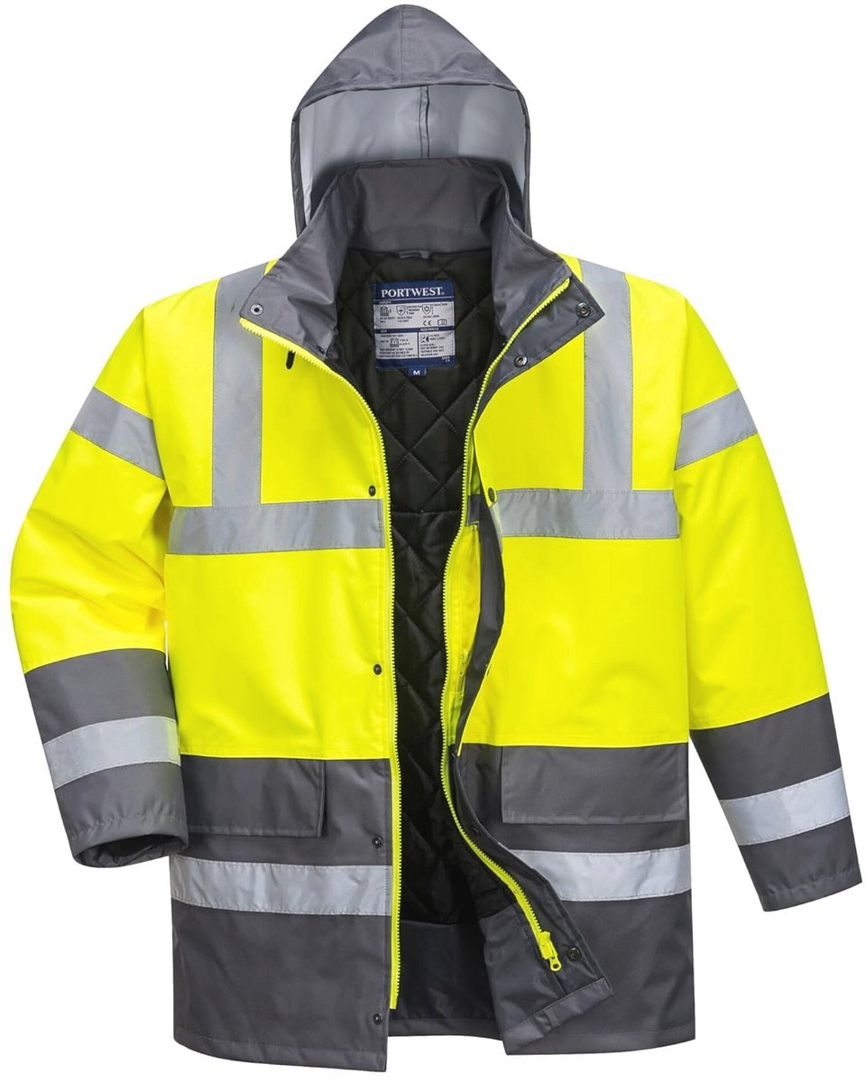 Twee Kleuren Hi-Vis Verkeersjack M Geel/grijs